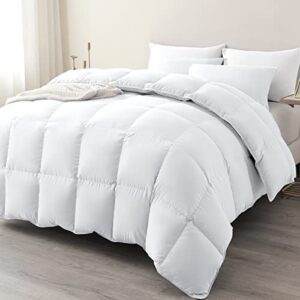 Soft Comforter Queen Size-Lightweight Down Alternative Comforter Duvet Insert with 8 Corner Tabs-Fluffy Breathable Box Stitched Reversible Comforter(White, Queen)