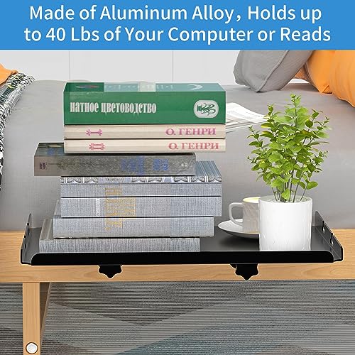 GAGUIUP Aluminum Alloy Bedside Shelf for Bed, Heavy Duty Bunk Bed Shelf Holds up to 40 Lbs, Clip On Nightstand Tray College Dorm Room Essential Bed Side Table with Charging Slot for Bed Frame, Loft