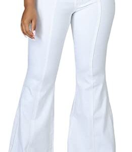 CuteCherry Women Bell Bottom Jeans Ripped White Skinny Flared Jean Bell Bottom Pants