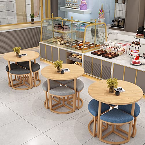 Modern Small Coffee Table,Round Dining Room Table Set,Kitchen Table and Chairs Set for 4,Negotiation Reception Tables and Chairs 1 Table and 4 Chairs,for Coffee Shop,Library,Hotel,Lounge,Diameter 80CM