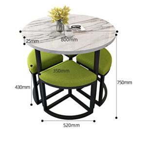 Modern Small Coffee Table,Round Dining Room Table Set,Kitchen Table and Chairs Set for 4,Negotiation Reception Tables and Chairs 1 Table and 4 Chairs,for Coffee Shop,Library,Hotel,Lounge,Diameter 80CM