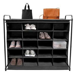 mulisoft 5-tier shoe cubby with 20-grid storage, shoe rack organizer for maintaining shoes, stackable cubby shoe rack, easy-to-mobile shoe organizer cubby for entryway, closet, bedroom, garage, black