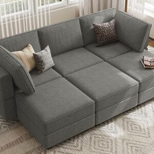 Belffin Sectional Sleeper Bed Modular Sectional Sleeper Sofa Convertible Sectional Couch Bed Set Grey