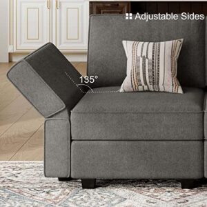 Belffin Sectional Sleeper Bed Modular Sectional Sleeper Sofa Convertible Sectional Couch Bed Set Grey