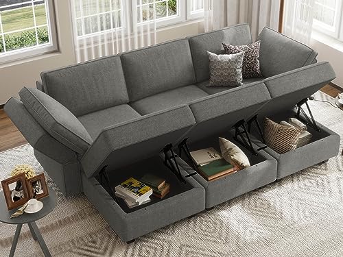 Belffin Sectional Sleeper Bed Modular Sectional Sleeper Sofa Convertible Sectional Couch Bed Set Grey