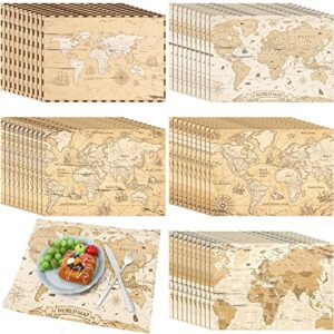 50 disposable world map paper placemats vintage world map for old paper retro style decorative travel adventure table mat for geography learning education traveler themed crafts dinner party decor