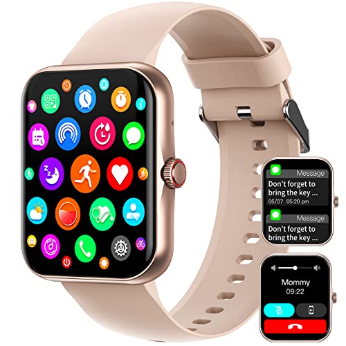 Smart Watch for Women(Call Receive/Dial), 1.83'' Smart Watch for Android and iOS Phones Compatible with Text and Call AI Voice Control Heart Rate, Sleep, Blood Oxygen, Step Counter Pink