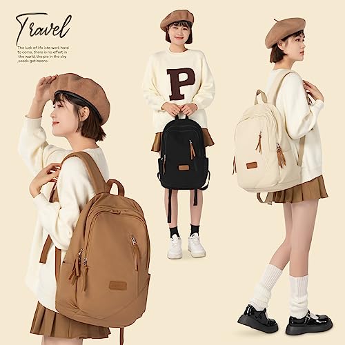 WEPOET Cute White Bookbag For Teens Girls,Aesthetic Middle School Back pack Boys,Casual College backpack for women,Classic School Bag Men,Kawaii Student Backpack For School