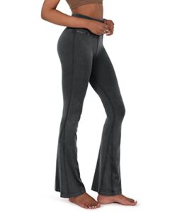 ododos seamless flare leggings for women ribbed high waist gym workout casual bootcut yoga pants, black, medium/large