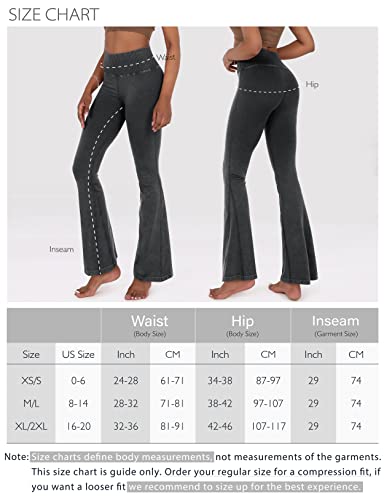 ODODOS Seamless Flare Leggings for Women Ribbed High Waist Gym Workout Casual Bootcut Yoga Pants, Black, Medium/Large