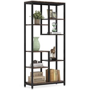little tree 6-tier tall bookshelf industrial bookcase for living room home office