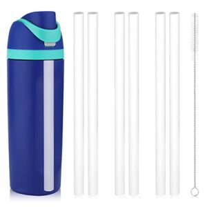 19 oz replacement straws for owala freesip, 6pcs reusable plastic straws with cleaning brush for owala flip insulated stainless steel water bottle 19oz tumbler accessories parts (white)