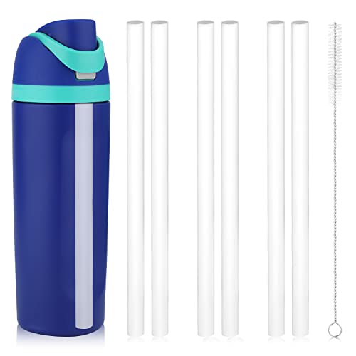 19 oz Replacement Straws for Owala FreeSip, 6PCS Reusable Plastic Straws with Cleaning Brush for Owala Flip Insulated Stainless Steel Water Bottle 19oz Tumbler Accessories Parts (White)