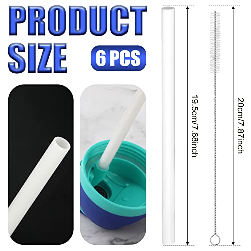 19 oz Replacement Straws for Owala FreeSip, 6PCS Reusable Plastic Straws with Cleaning Brush for Owala Flip Insulated Stainless Steel Water Bottle 19oz Tumbler Accessories Parts (White)