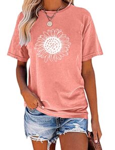 eadinve shirt for women sunflower graphic tees short sleeve casual crewneck t shirts tops summer blouse
