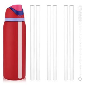 40 oz replacement straws for owala water bottle, 6pcs reusable plastic straws with cleaning brush for owala freesip flip insulated stainless steel bottle 40oz tumbler cup accessories parts (white)