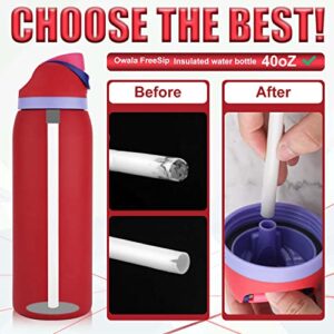 40 oz Replacement Straws for Owala Water Bottle, 6PCS Reusable Plastic Straws with Cleaning Brush for Owala FreeSip Flip Insulated Stainless Steel Bottle 40oz Tumbler Cup Accessories Parts (White)