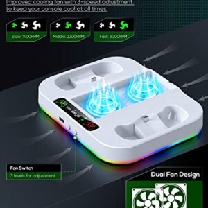 Cooling Fan Stand & RGB Light Strip for Xbox Series S,Dual Charger Station with 2 X 1400mAH Rechargeable Battery Pack,Charging Dock Accessories for XSS with 15 RGB Light Modes,USB2.0 Port for Sync