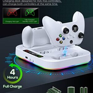 Cooling Fan Stand & RGB Light Strip for Xbox Series S,Dual Charger Station with 2 X 1400mAH Rechargeable Battery Pack,Charging Dock Accessories for XSS with 15 RGB Light Modes,USB2.0 Port for Sync