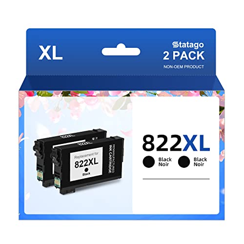 Statago Remanufactured Ink Cartridge Replacement for Epson 822XL T822XL Combo Pack for Workforce Pro WF-3820 WF-4830 WF-4820 WF-4833 WF-4834 Printer (2-Pack)