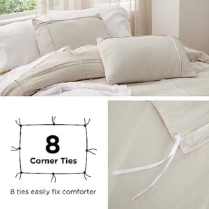 Bedsure Grid Tufted Duvet Cover Queen - Shabby Chic Kids Duvet Cover Set, 3-Piece Queen Size Boho Bedding Set for Children, Includes 1 All-Season Duvet Cover & 2 Pillowcases(Linen, Queen, 90"x90")