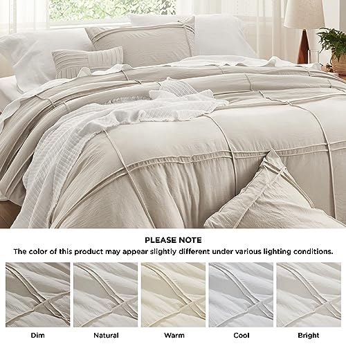 Bedsure Grid Tufted Duvet Cover Queen - Shabby Chic Kids Duvet Cover Set, 3-Piece Queen Size Boho Bedding Set for Children, Includes 1 All-Season Duvet Cover & 2 Pillowcases(Linen, Queen, 90"x90")