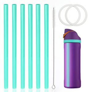 6 replacement straws for owala water bottle, reusable plastic straws with straw cleaning brush, 2 replacement rubber lid sealing rings compatible for owala freesip & owala flip water bottle