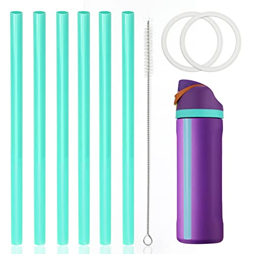 6 Replacement Straws for Owala Water Bottle, Reusable Plastic Straws with Straw Cleaning Brush, 2 Replacement Rubber Lid Sealing Rings Compatible for Owala FreeSip & Owala Flip Water Bottle