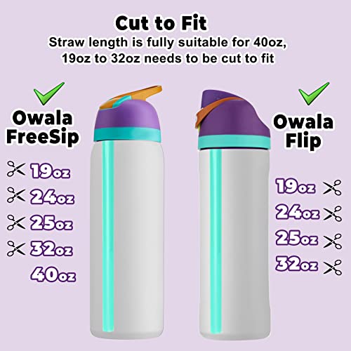 6 Replacement Straws for Owala Water Bottle, Reusable Plastic Straws with Straw Cleaning Brush, 2 Replacement Rubber Lid Sealing Rings Compatible for Owala FreeSip & Owala Flip Water Bottle