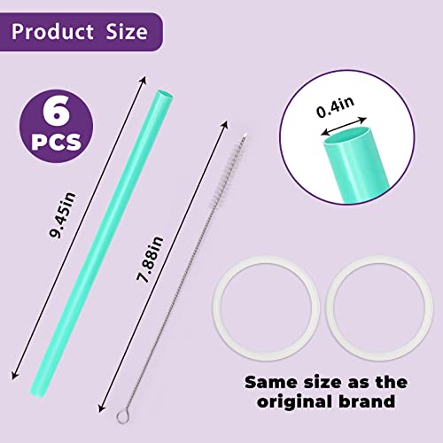 6 Replacement Straws for Owala Water Bottle, Reusable Plastic Straws with Straw Cleaning Brush, 2 Replacement Rubber Lid Sealing Rings Compatible for Owala FreeSip & Owala Flip Water Bottle