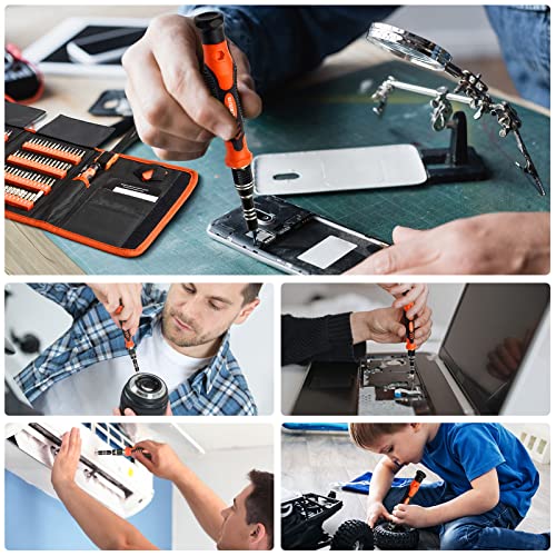 STREBITO Precision Screwdriver Set 142-Piece Electronic Repair Tool Kit with Torx T5 T6 T8 T15, Triwing Y000, Star P5, Gamebit, Tech Toolkit for Computer, Laptop, iPhone, Nintendo, PS5, Ring, Orange