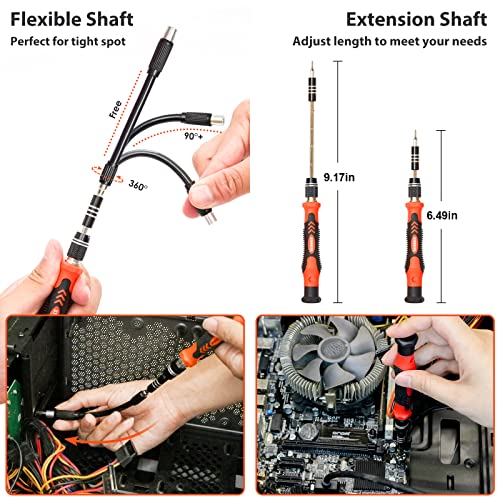 STREBITO Precision Screwdriver Set 142-Piece Electronic Repair Tool Kit with Torx T5 T6 T8 T15, Triwing Y000, Star P5, Gamebit, Tech Toolkit for Computer, Laptop, iPhone, Nintendo, PS5, Ring, Orange