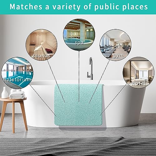 Shower Mat Bathtub Mat Non-Slip, Anti Slip Loofah Shower Mat, Soft Bath Tub Mat for Textured Surface, Easy Cleaning Bathroom Floor Mat for Wet Areas with Drain, Quick Dry (17x30 Inch, Blue)