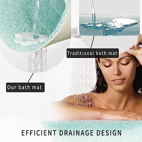 Shower Mat Bathtub Mat Non-Slip, Anti Slip Loofah Shower Mat, Soft Bath Tub Mat for Textured Surface, Easy Cleaning Bathroom Floor Mat for Wet Areas with Drain, Quick Dry (17x30 Inch, Blue)