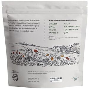 Sassafras & Pumpernickel Organic Millet with Hulls (10 lbs) USA Grown and Packaged, Bulk White Proso Millet for Birds, Hull-on Millet for Added nutrients, Millet Bird Seed for Parakeets, Cockatiels