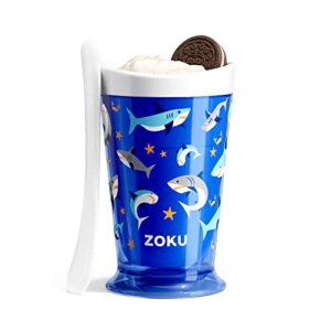 zoku original slush and shake maker, slushy cup for quick frozen homemade single-serving slushies, fruit smoothies, and milkshakes in minutes, bpa-free, shark