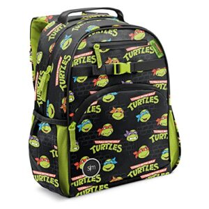 simple modern nickelodeon viacom kids backpack for school boys | kindergarten elementary toddler backpack | fletcher collection | kids - medium (15" tall) | tmnt turtles unite