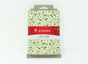 singer fabric, 100% cotton, spring collection, 1 yard precut, green daisy