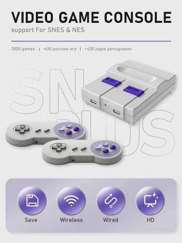 Super Classic Retro Game Console,4K HDMI Video Game System with Built in 2200+ Old School Classic Games and Dual Game Controllers Wireless,Support TF Card and Plug and Play.