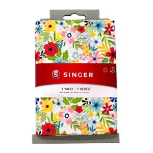 singer print fabric, 1 yard precut, floral white