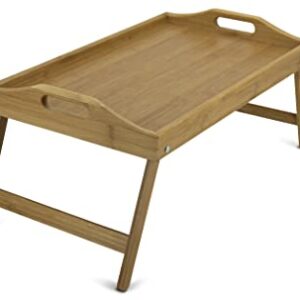 Trenda Breakfast-Trays, Bamboo Bed Table with Foldable Legs, Snack Desk for Sofa, Eating,Working