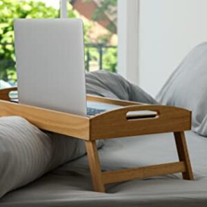 Trenda Breakfast-Trays, Bamboo Bed Table with Foldable Legs, Snack Desk for Sofa, Eating,Working