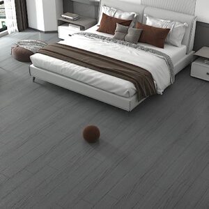 Intensification Peel and Stick Floor Tile，Vinyl Flooring Roll Thicker 12" x 6" x 0.06" 1-Pack 1.5 Sq.Ft Floor Grey Wood Grain Look DIY Self-Adhesive and Waterproof Flooring for Bedroom, Living Room