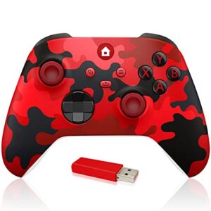 adhjie wireless controller for xbox one, 2.4g wireless xbox one controller compatible with xbox one/one s/one x/one series wireless xbox controller with wireless adapter(camo red)