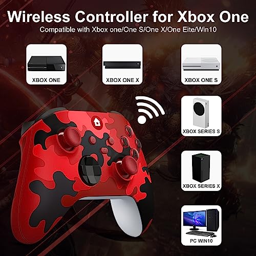 ADHJIE Wireless Controller for Xbox one, 2.4G Wireless Xbox One Controller Compatible with Xbox One/One S/One X/One Series Wireless Xbox Controller with Wireless Adapter(Camo Red)
