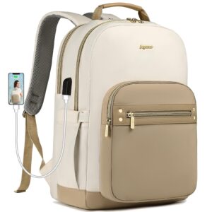 bagswan laptop backpack for women - 15.6 inch work bags travel backpack with usb charger college bookbag waterproof business computer backpack anti-theft casual backpacks for nurse teacher khaki