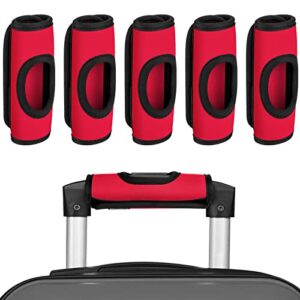 5 pcs neoprene large luggage handle wrap handle grip luggage tags identifier hollow design for push-button, bright luggage markers for airport travel luggage suitcase trolley case(red, 5.5x7inch)