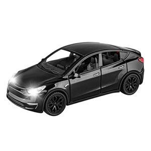 1:32 scale model y alloy car model diecast toy vehicles for kids, tesla car model，pull back alloy car with lights and music,mini vehicles toys for kids gift ，children birthday gift. (black)