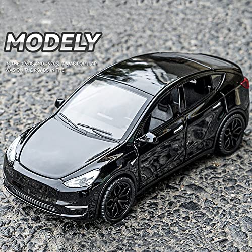 1:32 Scale Model Y Alloy Car Model Diecast Toy Vehicles for Kids, Tesla car Model，Pull Back Alloy Car with Lights and Music,Mini Vehicles Toys for Kids Gift ，Children Birthday Gift. (Black)