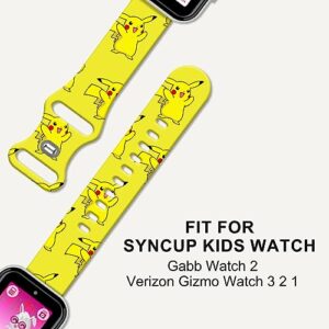 Cute Cartoon Bands Compatible for SyncUP Kids Watch Band, Gabb Watch Bands, Gizmo Watch 3/2/1 Band Replacement, 20mm Chic Pattern Strap Silicone Sport Wristbands for Boys Girls (Yellow)